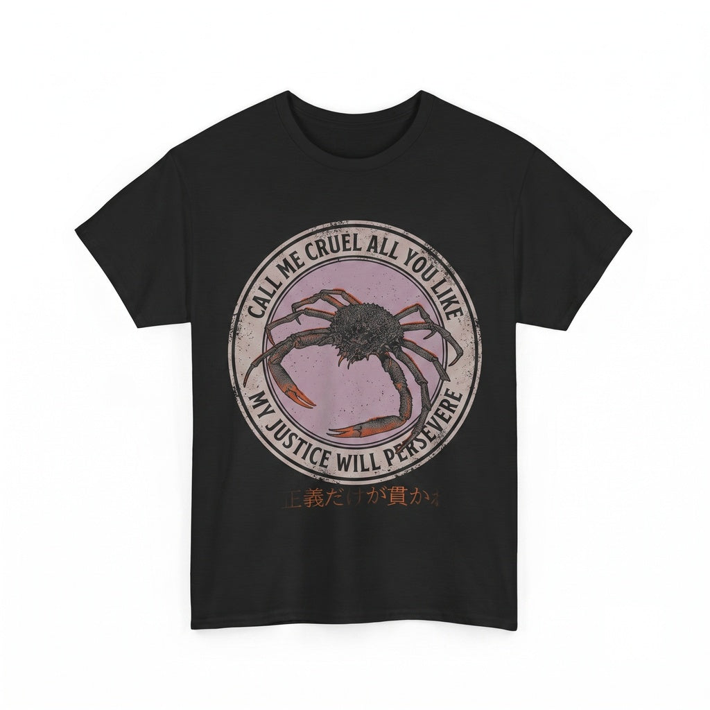My Justice Will Persevere Funny Crab Graphic Quote Vintage Retro Cotton Apparel Unisex TShirt