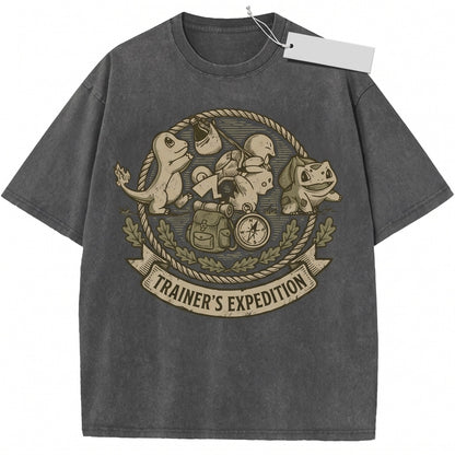 Vintage Retro Washed Anime Graphic Top, Classic Gaming Characters Gift Unisex TShirt