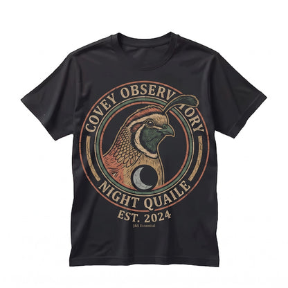 Three Bobwhite Quail Moon Game Bird Vintage Wash Retro Galaxy Graphic Top, Nature Lover Pet Owner Unisex TShirt