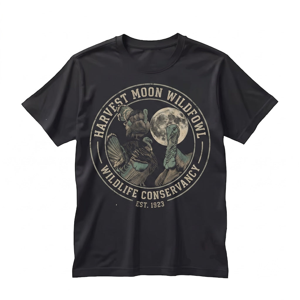 Three Wild Turkey Moon Vintage Bird Galaxy Retro Cosmic Graphic Hunter Gift Space Animal Streetwear Apparel Unisex TShirt
