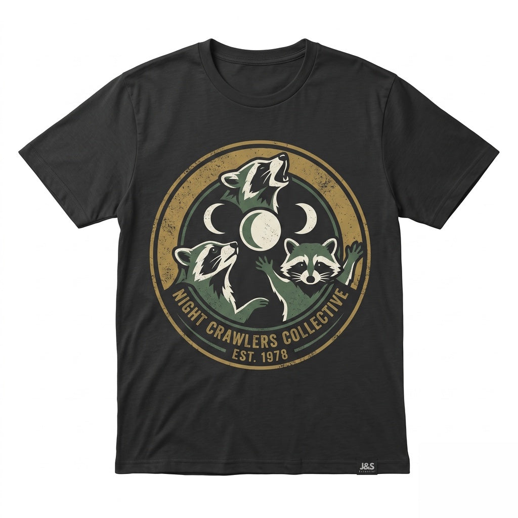 Three Raccoon Moon Vintage Graphic Retro Oversized Washed Funny Lovers Gift Unisex TShirt