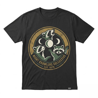 Three Raccoon Moon Vintage Graphic Retro Oversized Washed Funny Lovers Gift Unisex TShirt