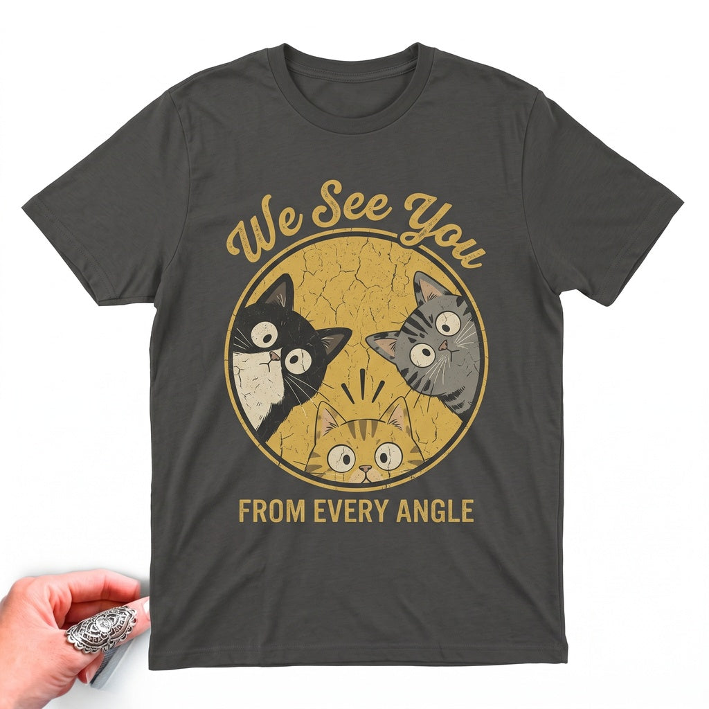 Vintage Curious Cats Graphic Funny Whimsical Retro Aesthetic Feline Lover Gift Unisex TShirt