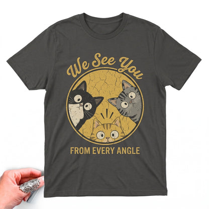 Vintage Curious Cats Graphic Funny Whimsical Retro Aesthetic Feline Lover Gift Unisex TShirt