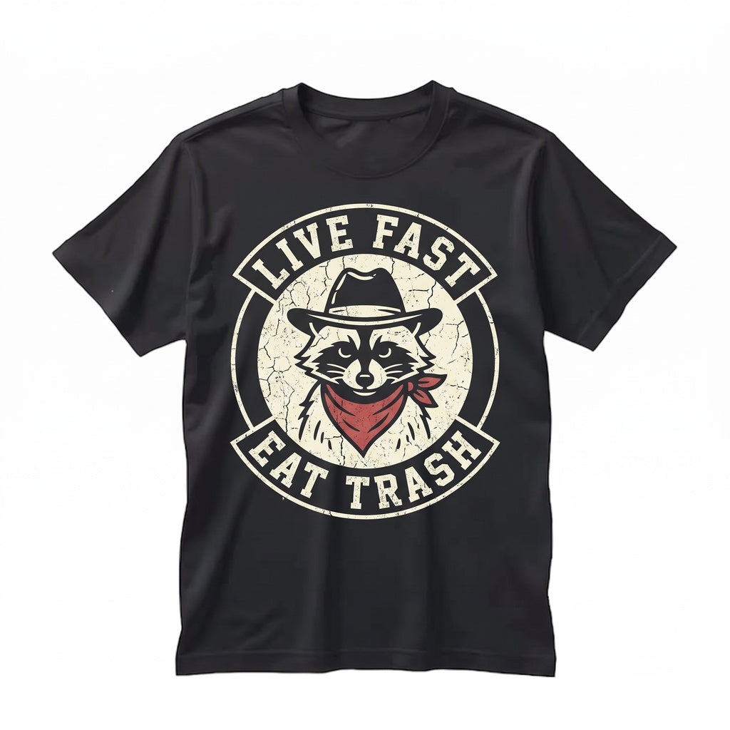 Live Fast Eat Trash Funny Raccoon Graphic Vintage Animal Lover Gift Apparel, Unisex TShirt