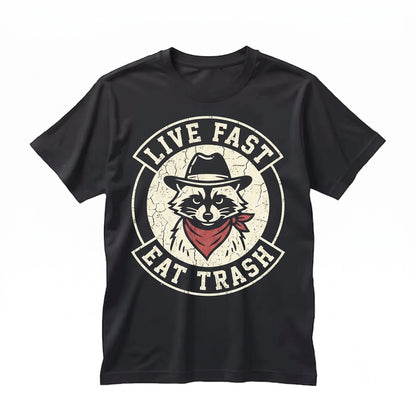 Live Fast Eat Trash Funny Raccoon Graphic Vintage Animal Lover Gift Apparel, Unisex TShirt