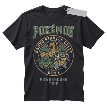 Vintage Kanto Starters Charizard Venusaur Blastoise Anime Graphic Retro Washed Oversized Gamer Gift Unisex TShirt
