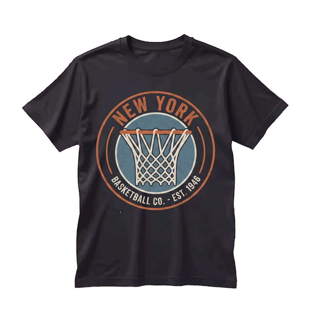 New York Basketball Graphic Poster Orange Blue Wall Art Print Framed Decor Unisex TShirt