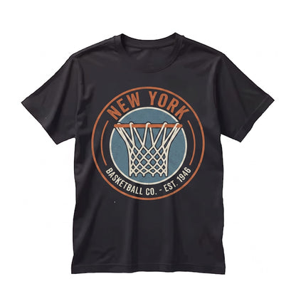 New York Basketball Graphic Poster Orange Blue Wall Art Print Framed Decor Unisex TShirt