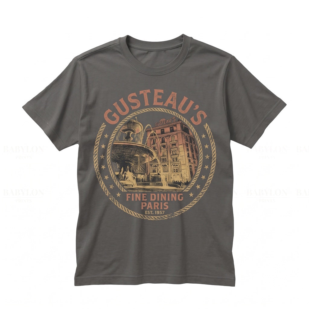 Vintage French Restaurant Chef Gusteau Retro Mouse Graphic Parisian Foodie Graphic Apparel Unisex TShirt