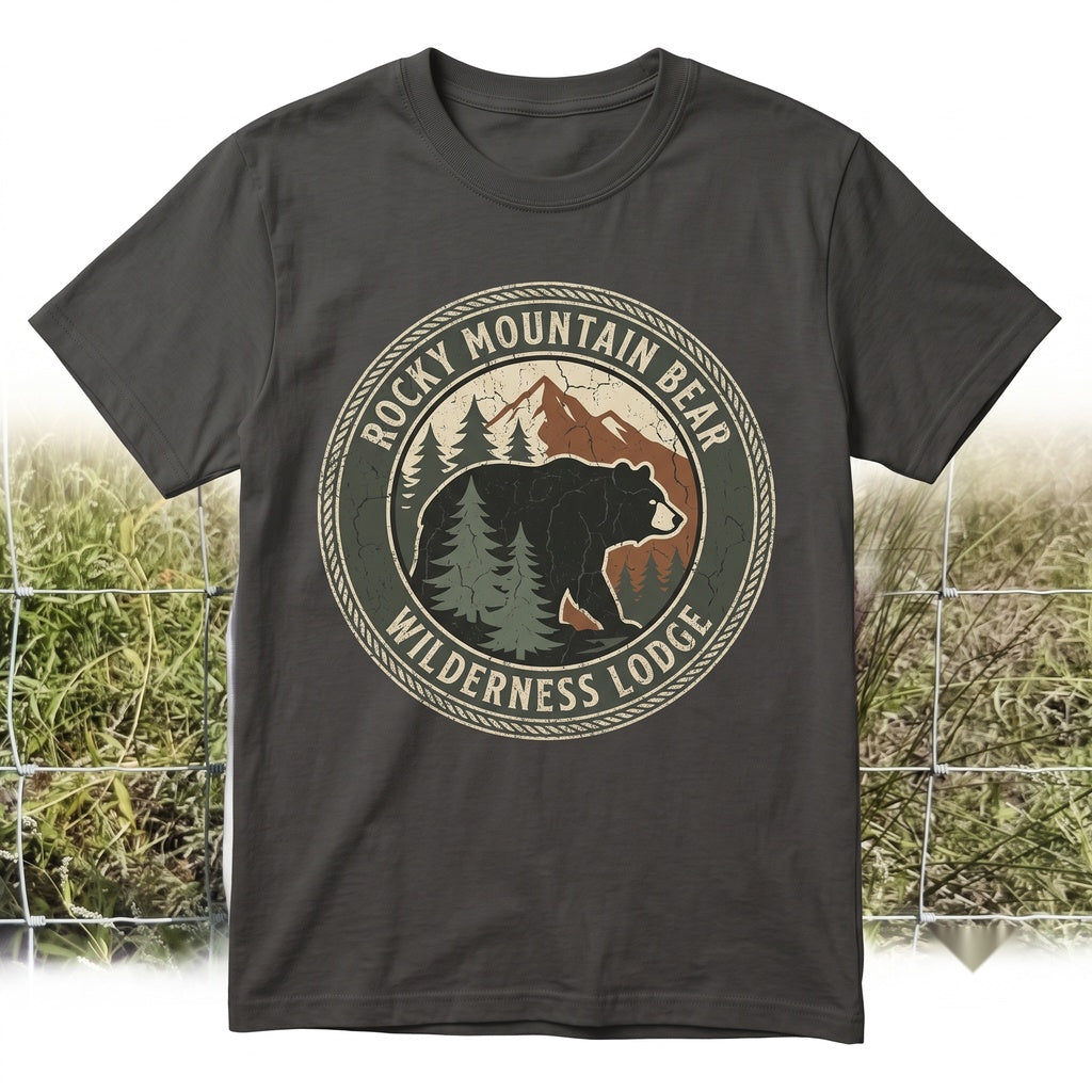 Vintage Grizzly Bear Graphic Mountain Forest Wildlife Rustic Outdoor Adventure Nature Gift Unisex TShirt