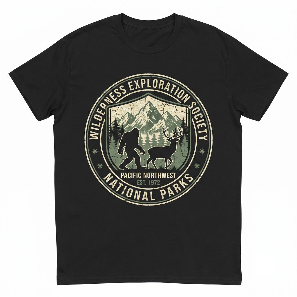 Protect Our National Parks Bigfoot Graphic Hiking Apparel, Forest Cryptid Wilderness Gift Unisex TShirt