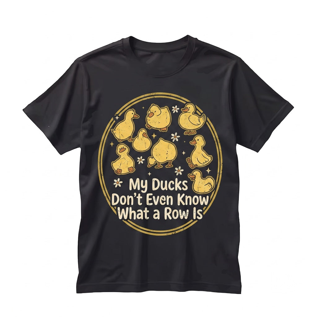 My Ducks Dont Even Know What A Row Is Funny Cute Animal Meme Graphic Apparel Duck Lover Unisex TShirt
