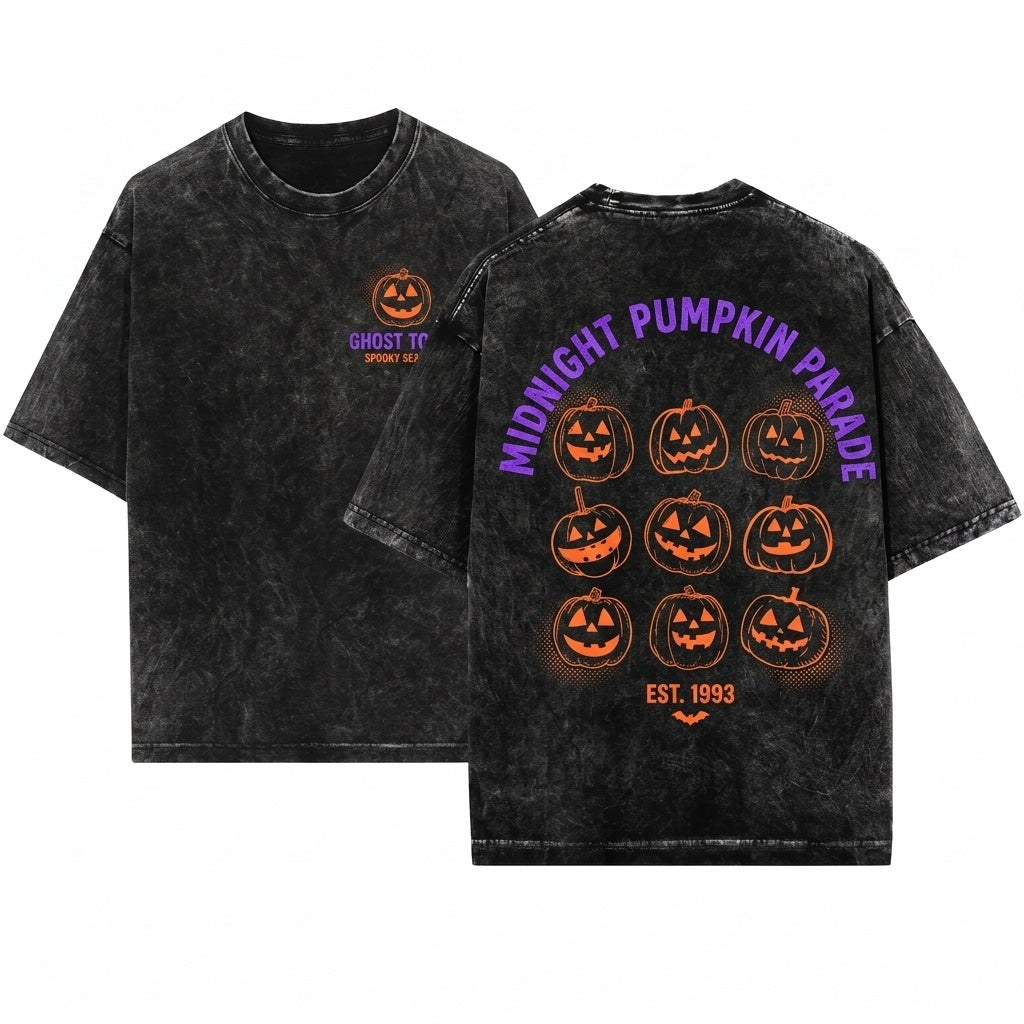Pumpkin Jack O Lantern Halloween Spooky Season Fall Trick Or Treat Unisex Wash T-Shirt
