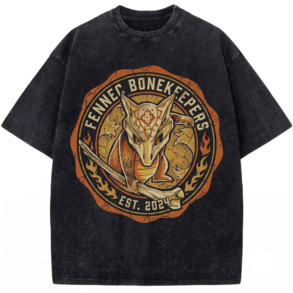 Bone Skull Creature Vintage Wash Anime Graphic Oversized Retro Streetwear Gamer Gift Unisex TShirt