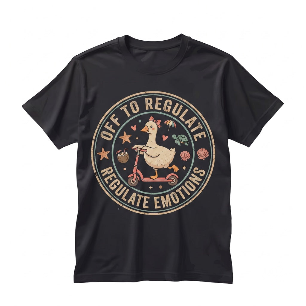 Off To Regulate Emotions Summer Goose Therapist Gift Mental Health Positivity Vibes Graphic Unisex TShirt
