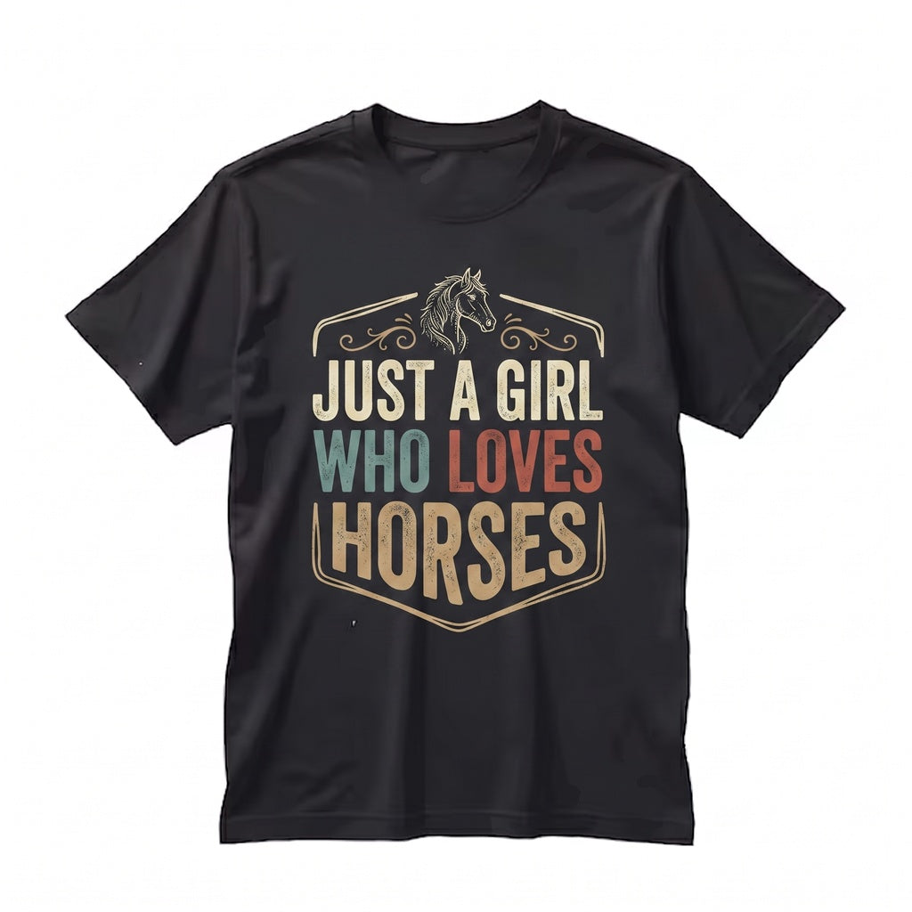 Western Just A Girl Who Loves Horses Riding Rodeo Country Vintage Birthday Cowgirl Gift Apparel Unisex TShirt