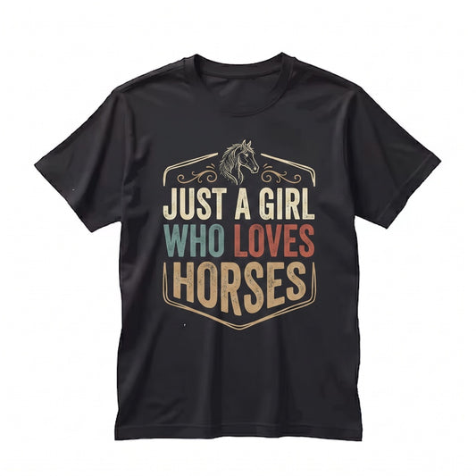 Western Just A Girl Who Loves Horses Riding Rodeo Country Vintage Birthday Cowgirl Gift Apparel Unisex TShirt