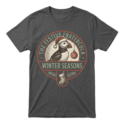 Festive Vintage Christmas Holiday Graphic Three Puffins Bird Lover Gift Unisex TShirt