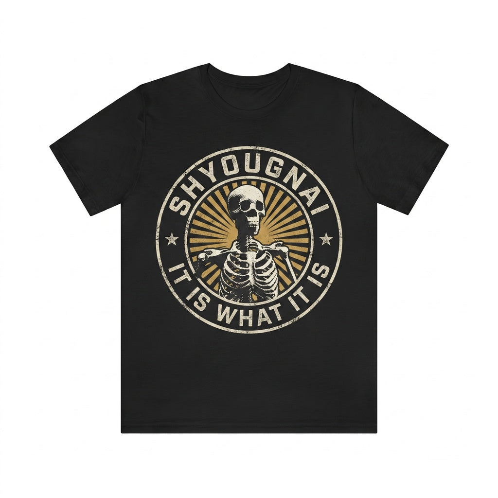 Japanese Skeleton Skull Quote Graphic Vintage Streetwear Aesthetic Print Unisex TShirt