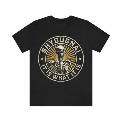 Japanese Skeleton Skull Quote Graphic Vintage Streetwear Aesthetic Print Unisex TShirt