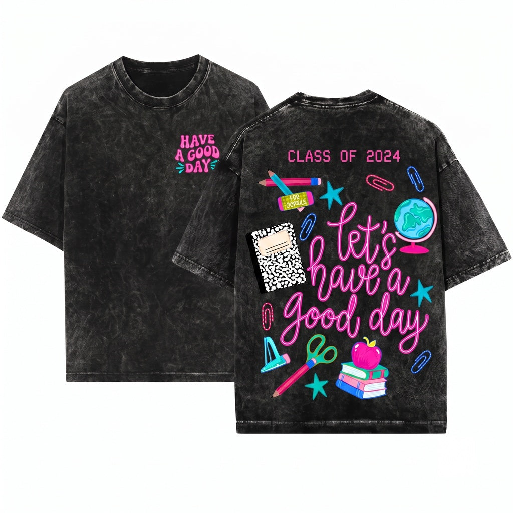 Colorful Retro Cute Elementary Teacher Doodles Back To School Good Day Gift Unisex Wash T-Shirt