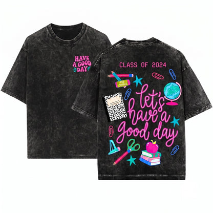 Colorful Retro Cute Elementary Teacher Doodles Back To School Good Day Gift Unisex Wash T-Shirt