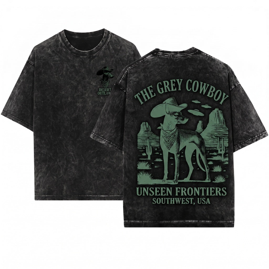 UFO Pharaoh Hound Western Cowboy Ranch Country Dog Mom Dad Gift Unisex Wash T-Shirt