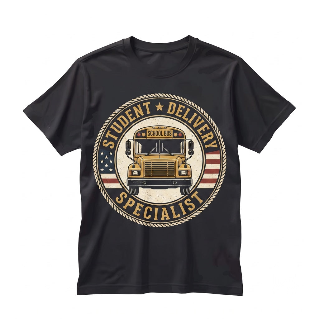 Student Delivery Specialist Patriotic School Bus Driver Transportation Worker Gift American Flag Graphic Apparel for Men Women