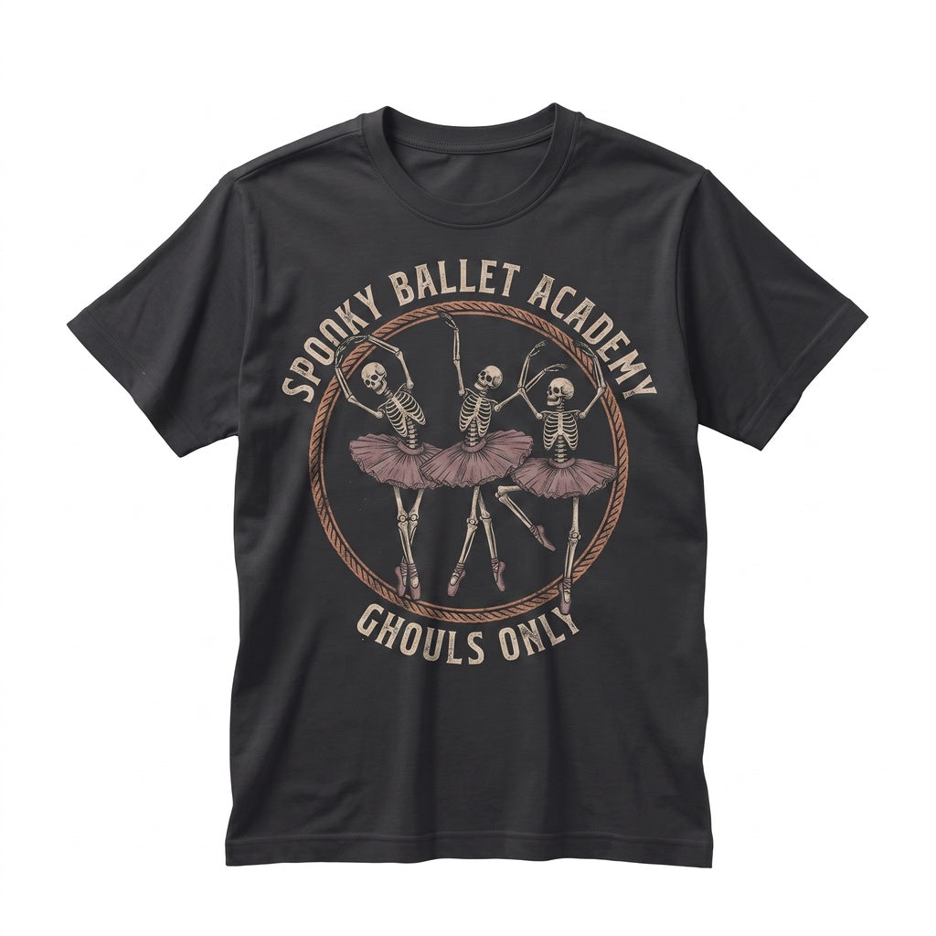Ballerina Skeleton Dance Ballet Ghost Graphic Spooky Season Happy Halloween Unisex TShirt
