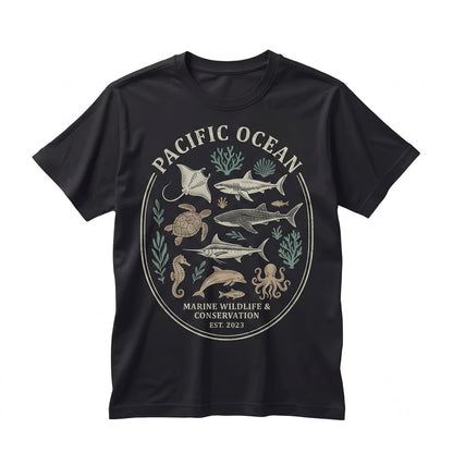 Ocean Life Marine Animals Graphic Sea Creatures Shark Turtle Dolphin Whale Beach Lover Gift Unisex TShirt