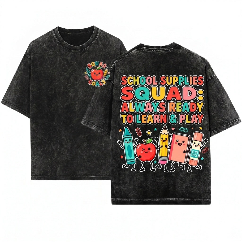 Cute Back To School Teacher Crayon Pencil Notebook Kindergarten Gift Unisex Wash T-Shirt