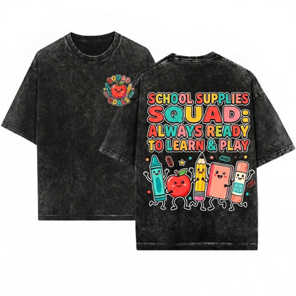 Cute Back To School Teacher Crayon Pencil Notebook Kindergarten Gift Unisex Wash T-Shirt