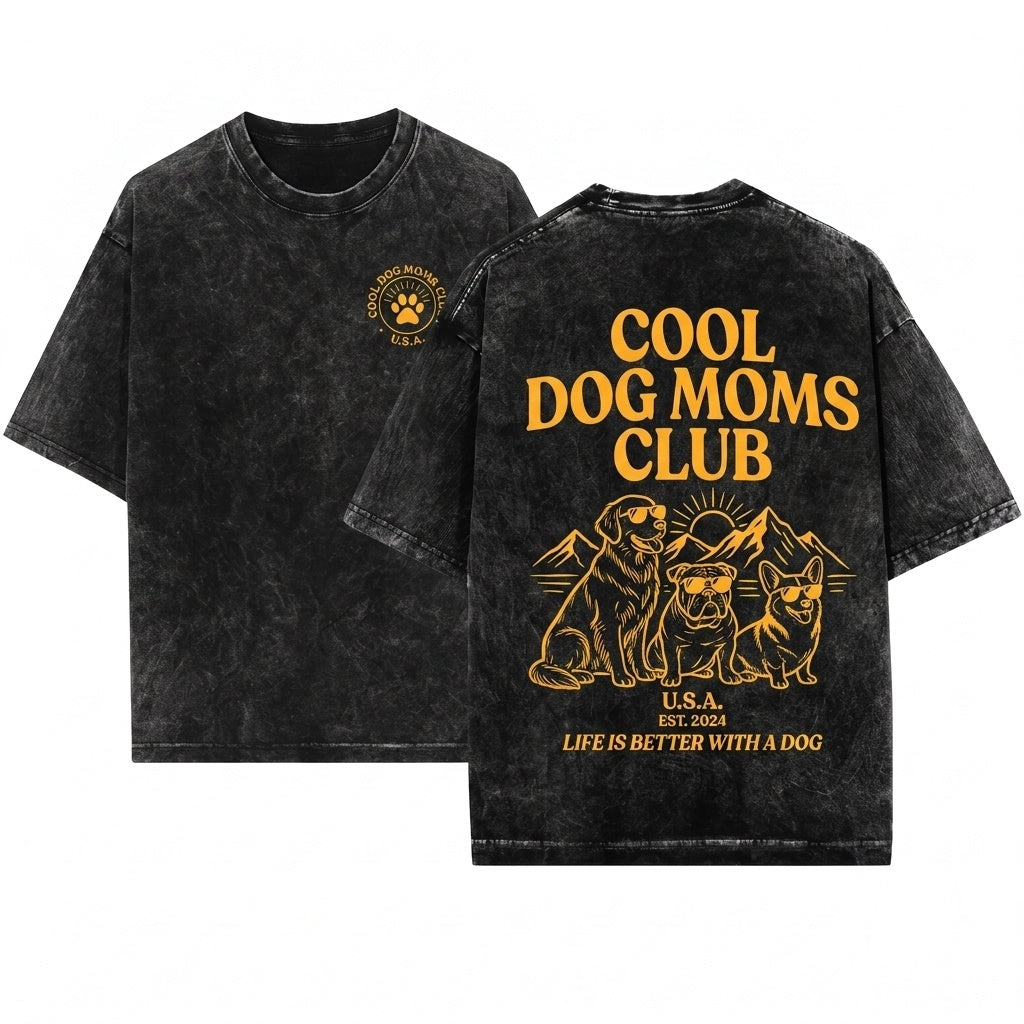Cool Dog Mom Social Club Pet Parent Fur Mama Lover Gift Back Graphic Unisex Wash T-Shirt