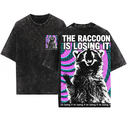 I put the ill in Silly Funny Raccoon Graphic Vintage Apparel Unisex Wash T-Shirt