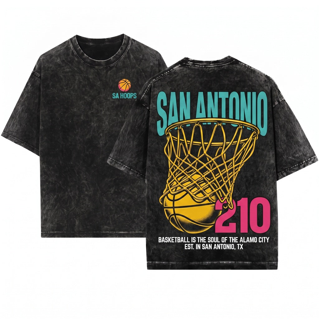 San Antonio Texas SATX 314 Fiesta Crew Graphic Vintage Unisex Wash T-Shirt