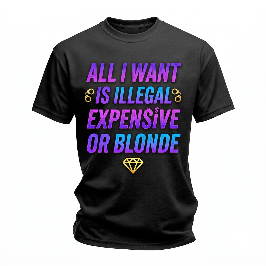 Illegal Expensive Blonde Humor Funny Back Print Unisex TShirt