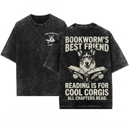 Smooth Collie Dog Reading Bookish Bookworm Librarian Mom Dad Gift Unisex Wash T-Shirt