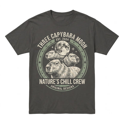 Capybara Full Moon Vintage Graphic Three Animal Lover Funny Wildlife Aesthetic 90s Retro Nature Gift Unisex TShirt