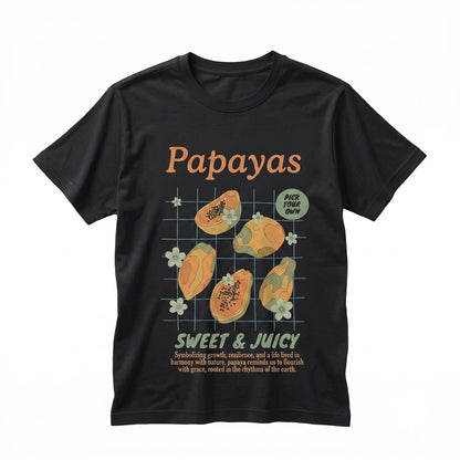 Papaya Tropical Fruit Print Graphic Design Summer Island Apparel Unisex TShirt