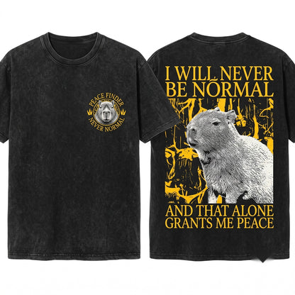I Will Never Be Normal Funny Vintage Capybara Graphic Humor Retro Unisex Wash T-Shirt