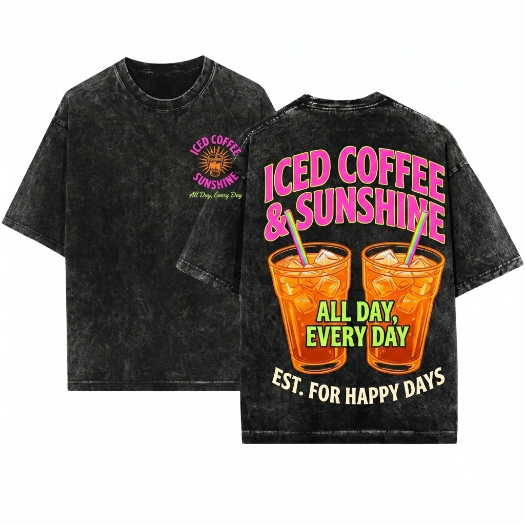 Iced Coffee Sunshine Summer Vibes Coffee Lover Gift Unisex Wash T-Shirt