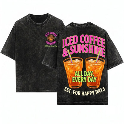 Iced Coffee Sunshine Summer Vibes Coffee Lover Gift Unisex Wash T-Shirt