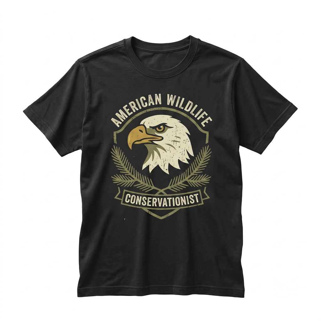 Vintage Bald Eagle Pine Forest Graphic American Wildlife Rustic Nature Lover Gift Unisex TShirt