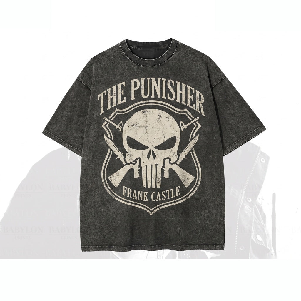 Oversized Vigilante Frank Skull Comic Graphic Sweatshirt Retro Superhero Streetwear Top Unisex TShirt