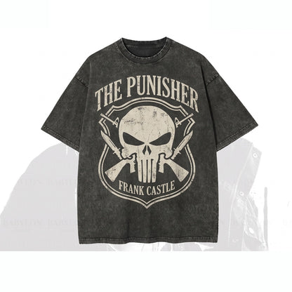 Oversized Vigilante Frank Skull Comic Graphic Sweatshirt Retro Superhero Streetwear Top Unisex TShirt