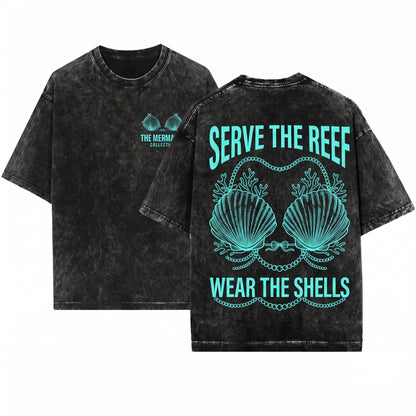 Seashell Bikini Graphic Beach Vacation Retro 90s Unisex Wash T-Shirt