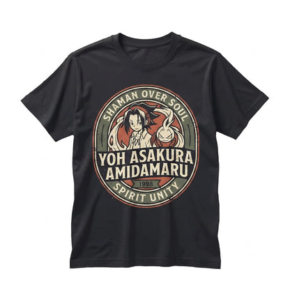Yoh Asakura Len Tao Japanese Anime Manga Graphic Vintage Spirit Cotton Unisex TShirt