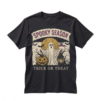 Spooky Halloween Ghost Pumpkin Lantern Purple Night Sky Aesthetic Autumn Gift Unisex TShirt