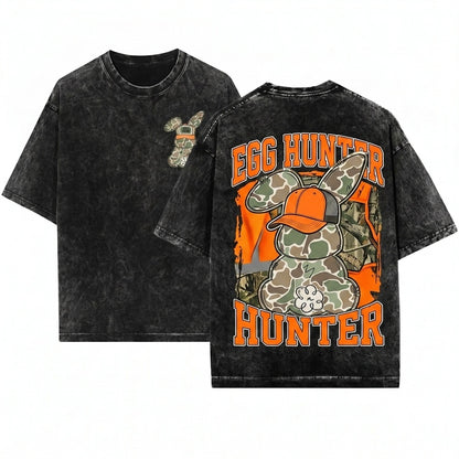 Kids Boy Girl Happy Easter Camo Bunny Egg Hunt Unisex Wash T-Shirt